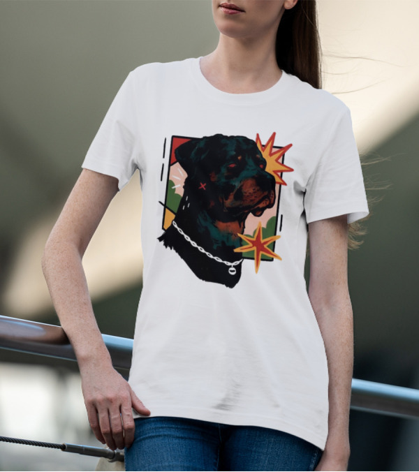 Rottweiler Pop Art Style With Starburst Elements T-Shirt