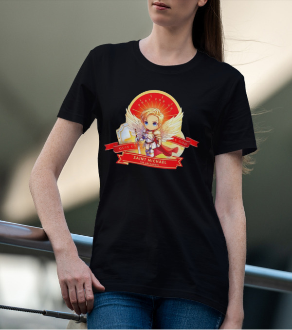 Saint Michael The Archangel Pray For Us Quis Ut Deus Cartoon T-Shirt