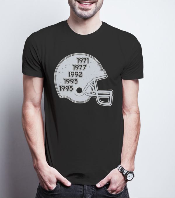 Dallas Cowboys Glory Years 5 Times Helmet 1971 1977 1992 1993 1995 T-Shirt