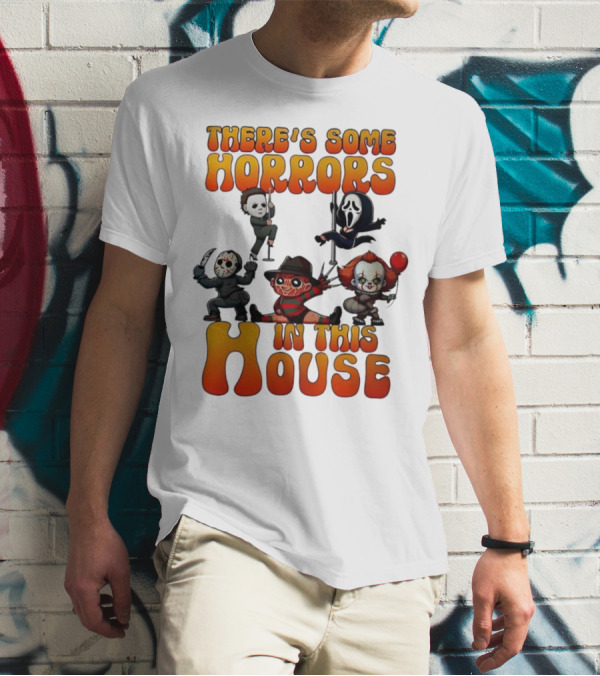 There's Some Horrors In This House Chibi Horror Movie Characters T-Shirt