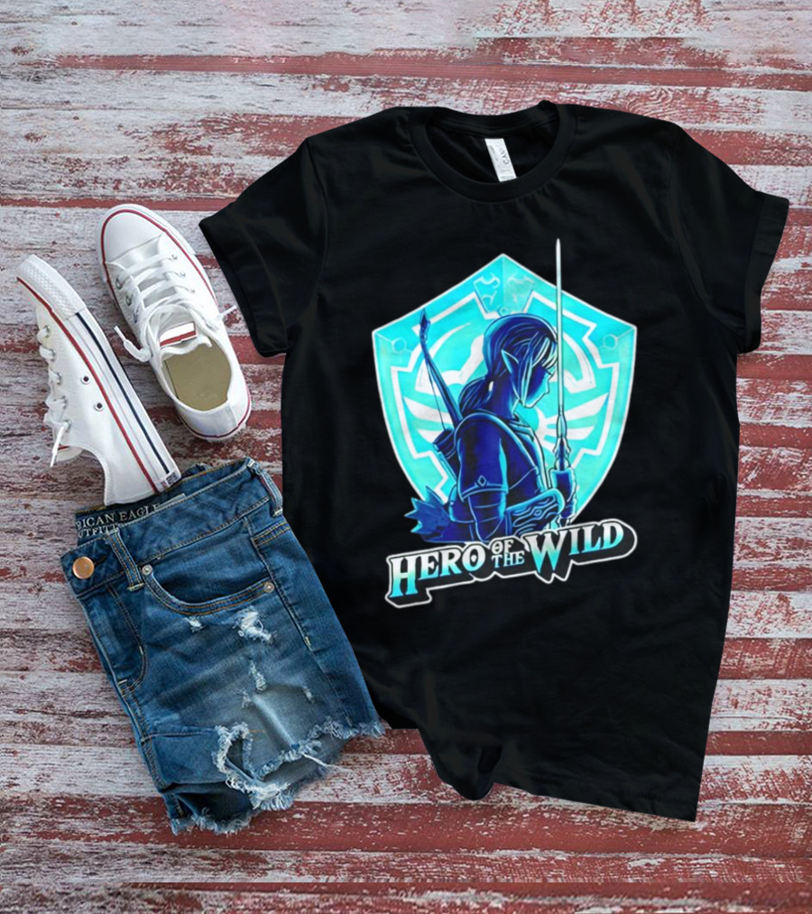 Hero Of The Wild Legend Of Zelda Link Blue Sword And Shield T-Shirt