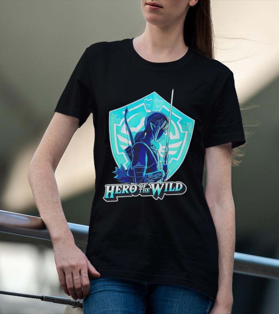 Hero Of The Wild Legend Of Zelda Link Blue Sword And Shield T-Shirt