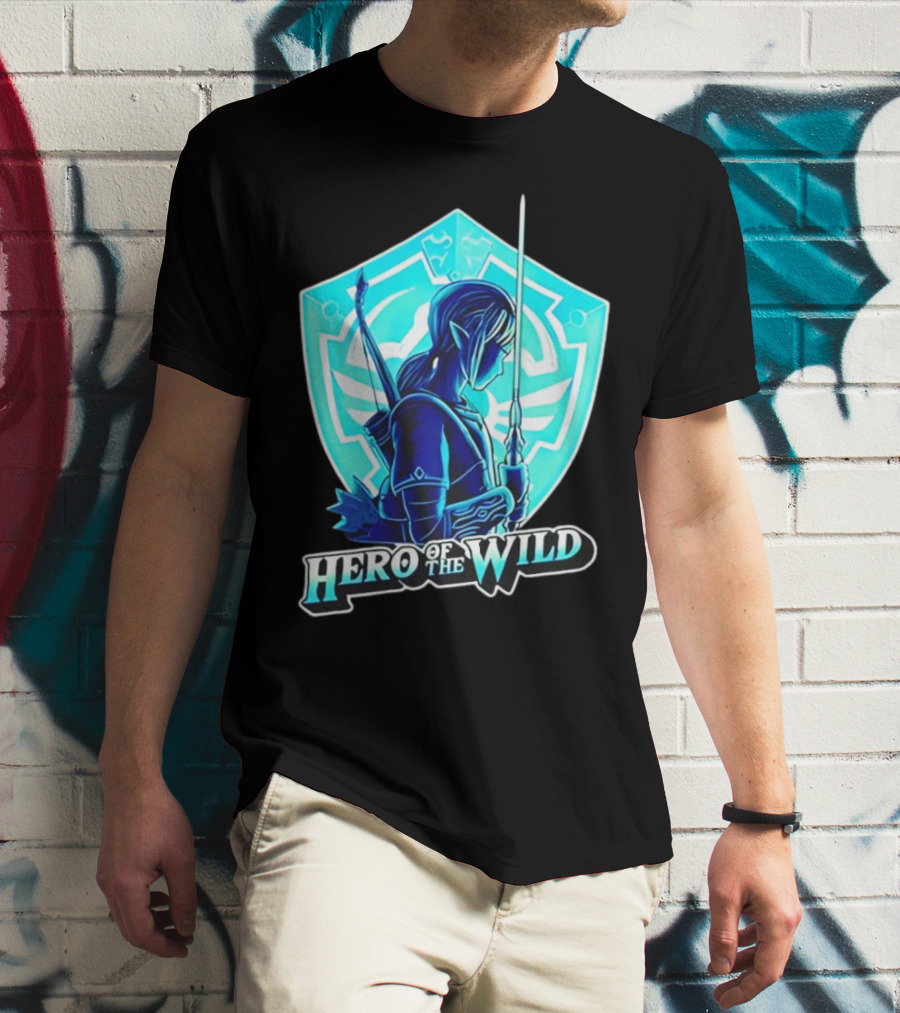 Hero Of The Wild Legend Of Zelda Link Blue Sword And Shield T-Shirt