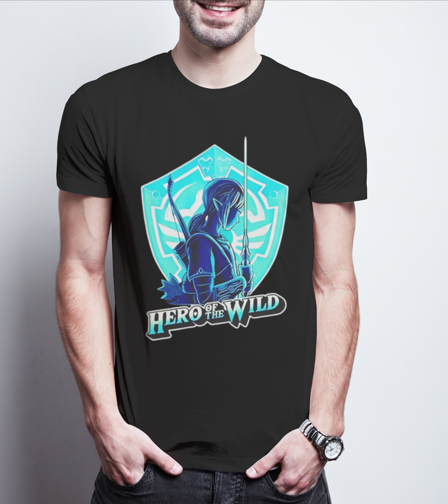 Hero Of The Wild Legend Of Zelda Link Blue Sword And Shield T-Shirt