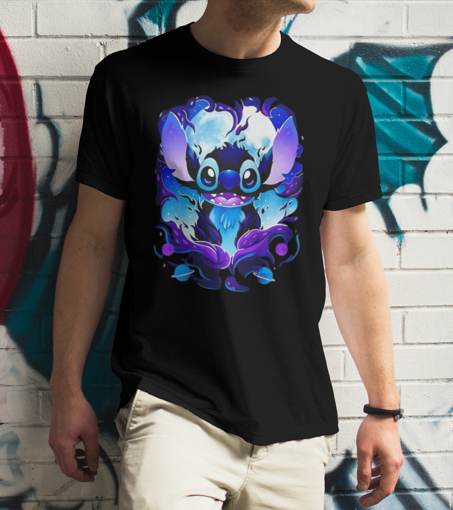 Stitch Experiment 626 Cosmic Darkness Cartoon T-Shirt