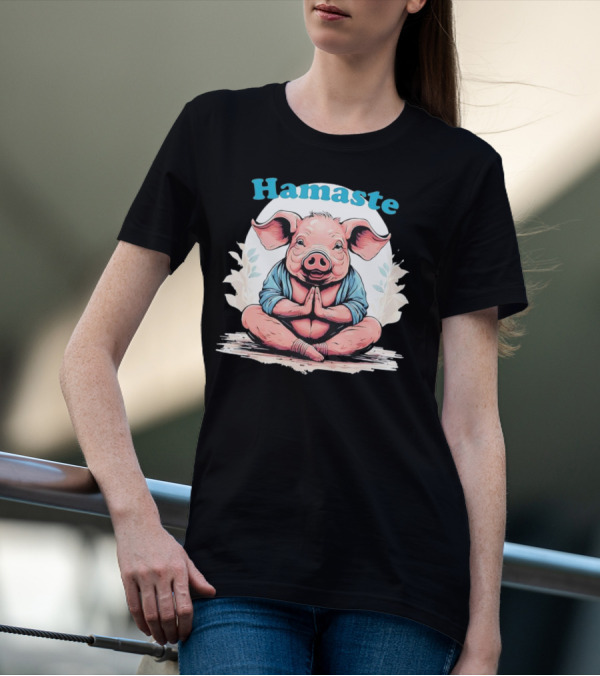 Hamaste Schwein Yoga Namaste Nationaler Humor T-Shirt