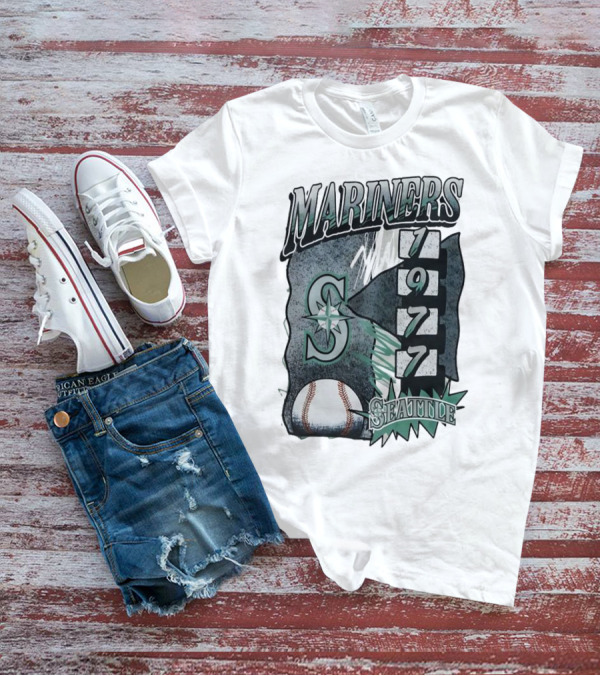 Seattle Mariners 1977 Vintage Overspray Baseball Logo Seattle T-Shirt