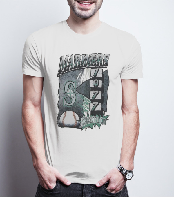 Seattle Mariners 1977 Vintage Overspray Baseball Logo Seattle T-Shirt