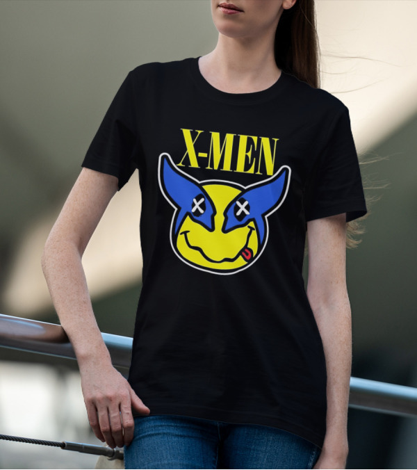 X-Men Wolverine Nirvana Smiley Face Crossover T-Shirt