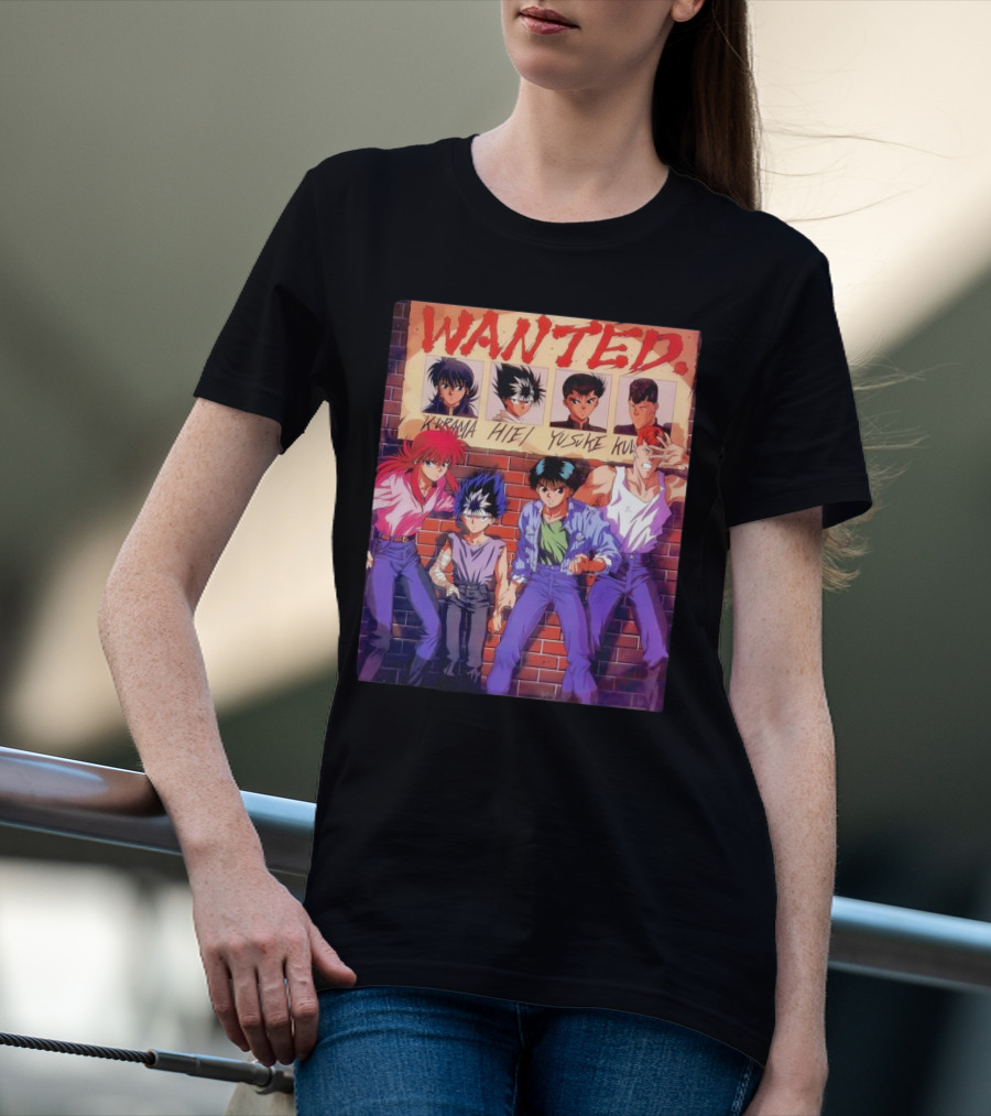 Yu Yu Hakusho 1992 Wanted Kurama Hiei Yusuke Kuwabara T-Shirt