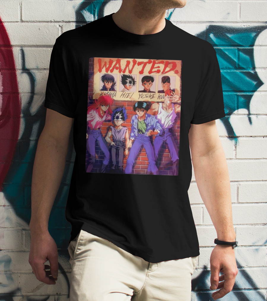 Yu Yu Hakusho 1992 Wanted Kurama Hiei Yusuke Kuwabara T-Shirt