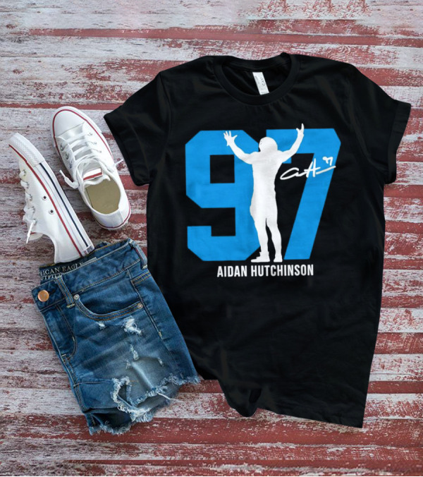 Aidan Hutchinson 97 Detroit Lions Silo Signature T-Shirt