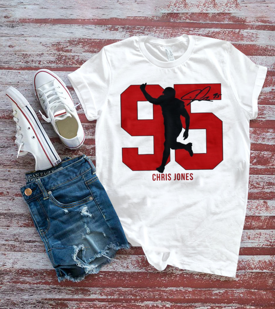 Chris Jones 95 Kansas City Chiefs Silo Signature Action Number T-Shirt