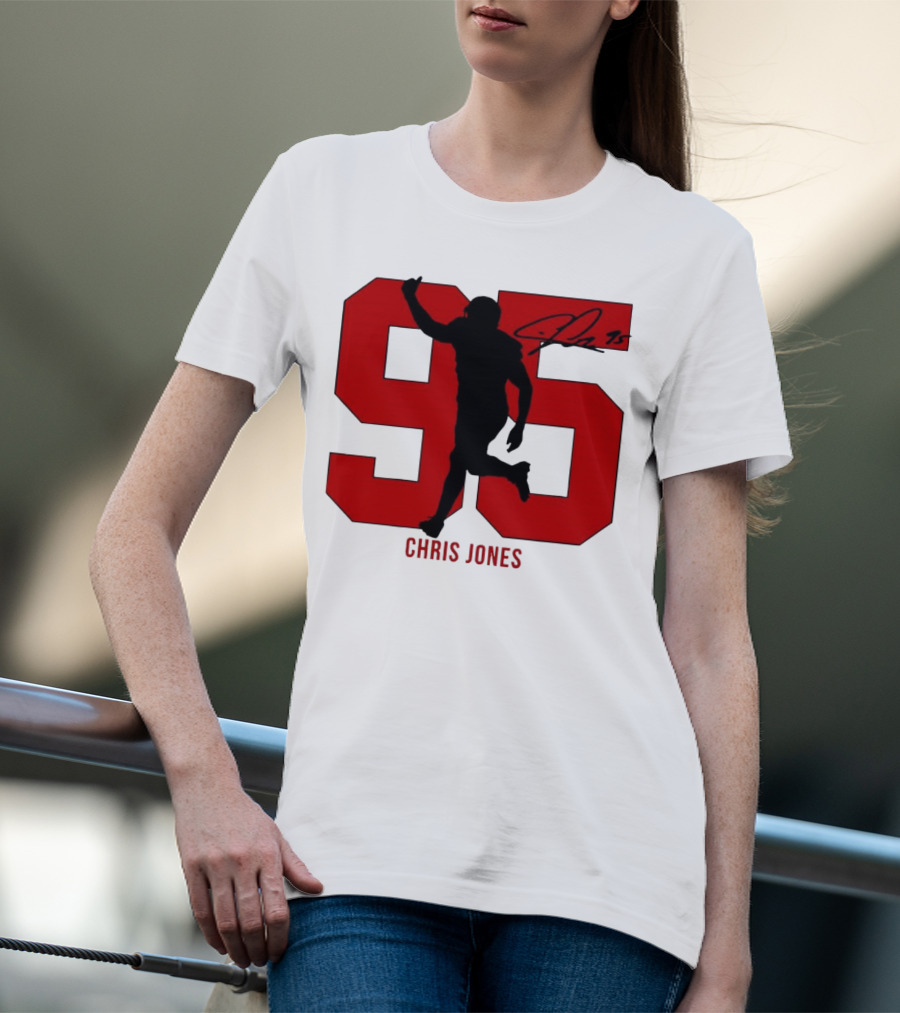 Chris Jones 95 Kansas City Chiefs Silo Signature Action Number T-Shirt