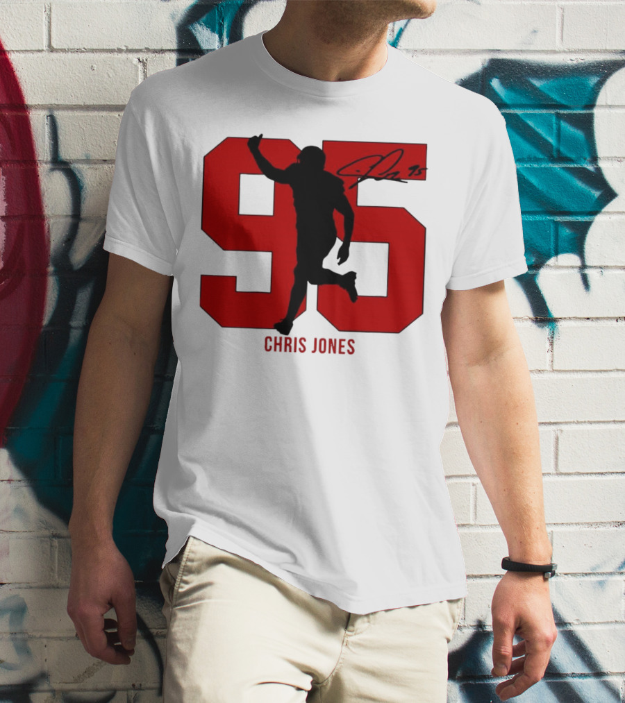 Chris Jones 95 Kansas City Chiefs Silo Signature Action Number T-Shirt