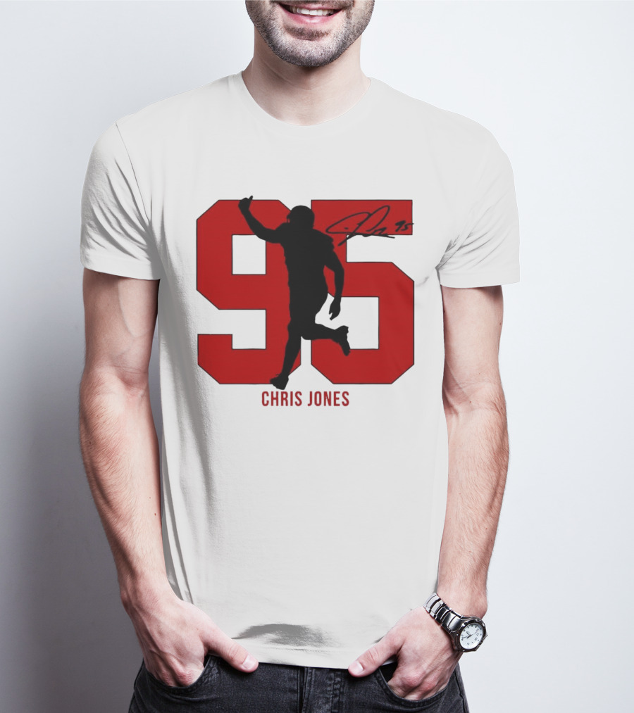 Chris Jones 95 Kansas City Chiefs Silo Signature Action Number T-Shirt