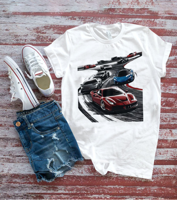 Furious Speed Race Cars Ferrari Lamborghini McLaren Track Racing T-Shirt