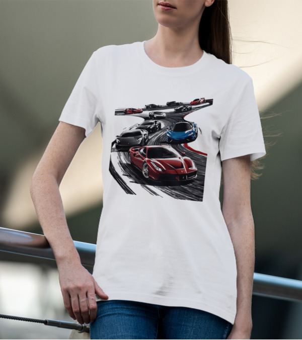 Furious Speed Race Cars Ferrari Lamborghini McLaren Track Racing T-Shirt