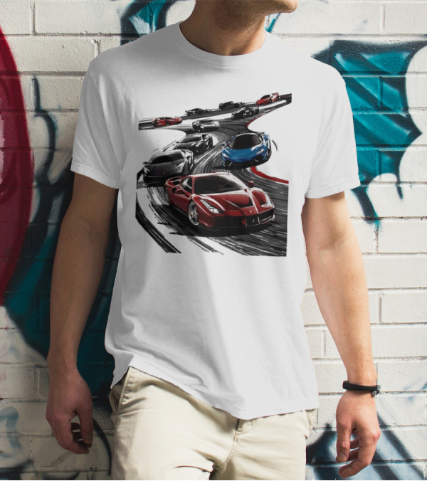 Furious Speed Race Cars Ferrari Lamborghini McLaren Track Racing T-Shirt