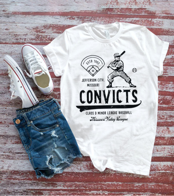 Jefferson City Convicts Missouri Valley League Baseball Estd 1902 T-Shirt