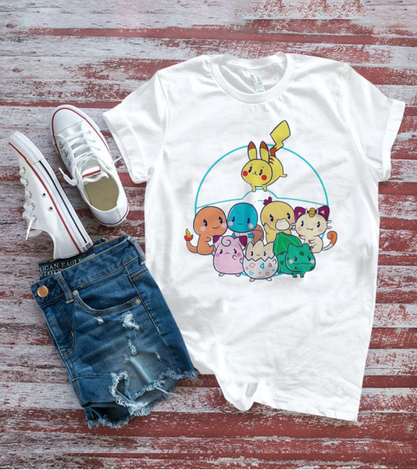 Kawaii Pokes Pikachu Bulbasaur Charmander Squirtle Cuties T-Shirt