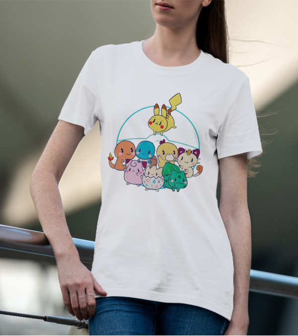 Kawaii Pokes Pikachu Bulbasaur Charmander Squirtle Cuties T-Shirt