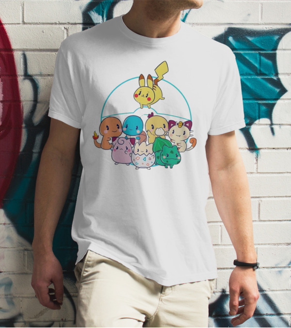 Kawaii Pokes Pikachu Bulbasaur Charmander Squirtle Cuties T-Shirt