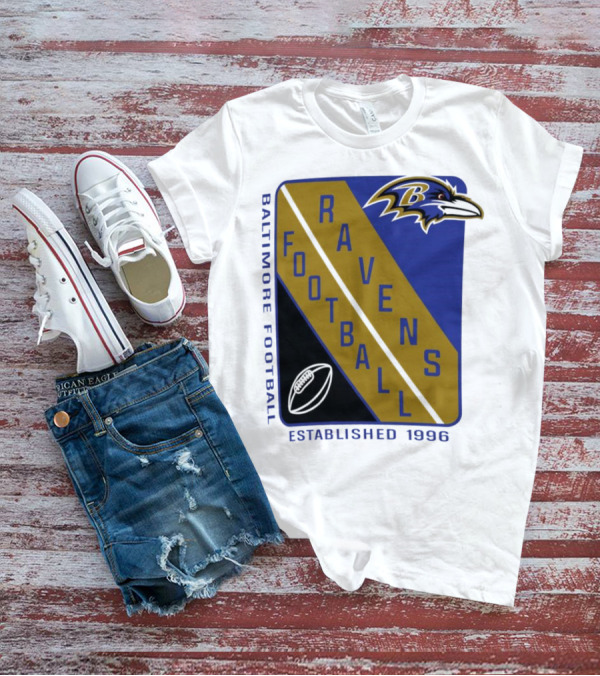 Baltimore Ravens Football Established 1996 Shield Logo Ravens Head T-Shirt