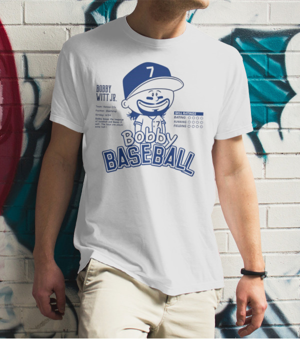 Bobby Witt Jr. Kansas City Bobby Baseball Caricature Skill Ratings T-Shirt
