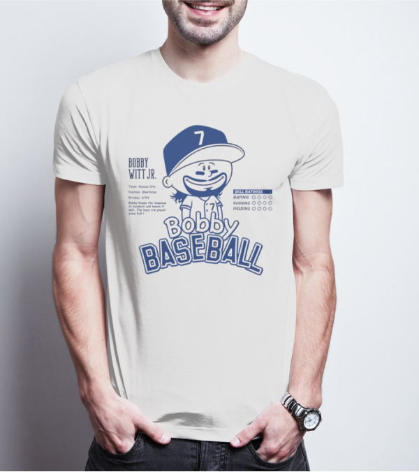 Bobby Witt Jr. Kansas City Bobby Baseball Caricature Skill Ratings T-Shirt