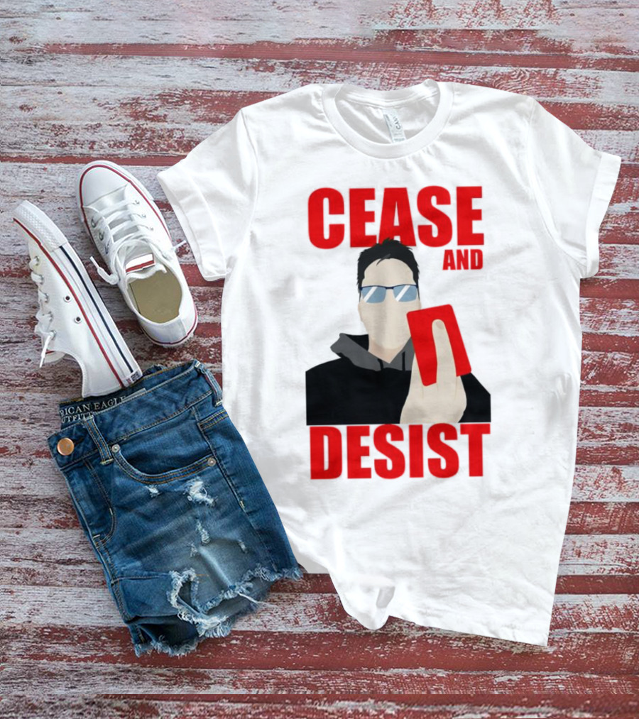 CEASE AND DESIST Red Card Warning T-Shirt