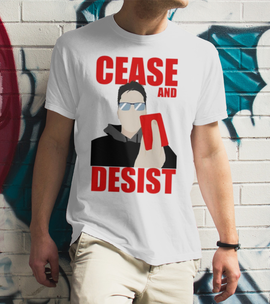 CEASE AND DESIST Red Card Warning T-Shirt