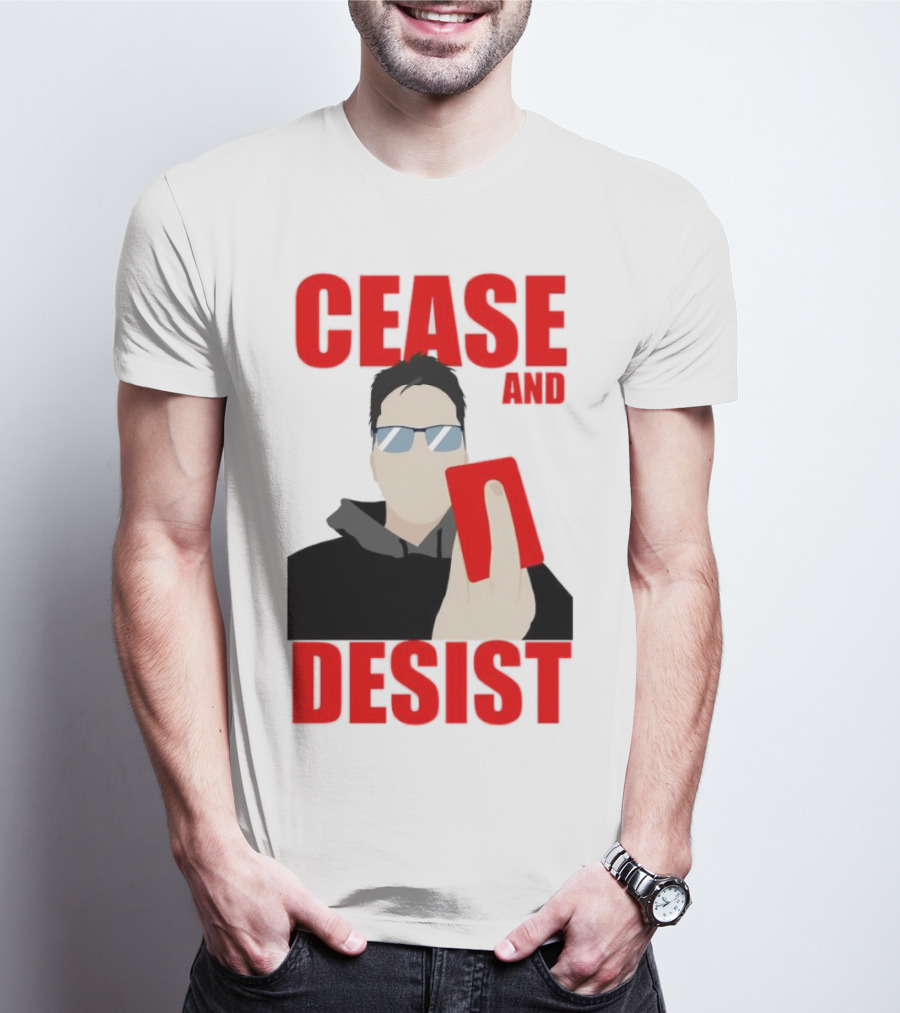 CEASE AND DESIST Red Card Warning T-Shirt