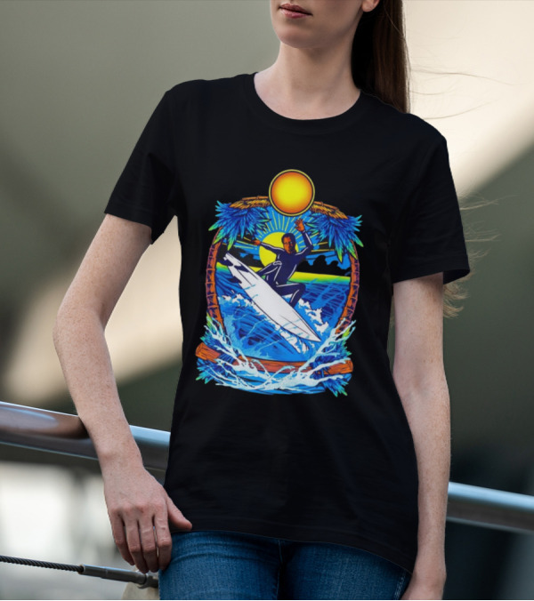Chill With Water Surfing Under The Sun And Palm Trees T-Shirt