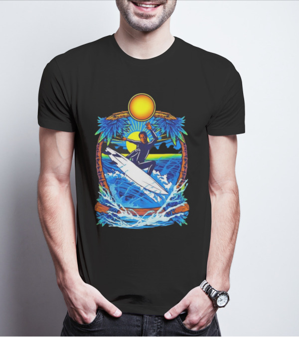 Chill With Water Surfing Under The Sun And Palm Trees T-Shirt