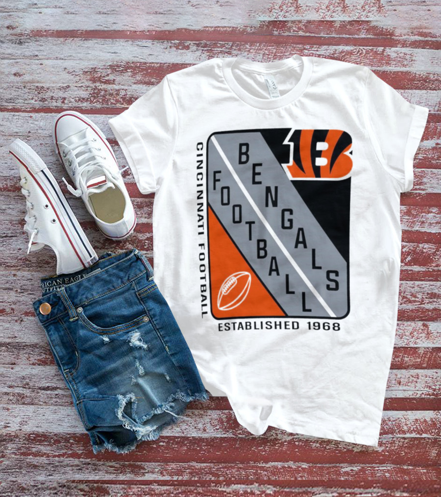 Cincinnati Bengals Football Shield Established 1968 Football Bengals Cincinnati Football T-Shirt
