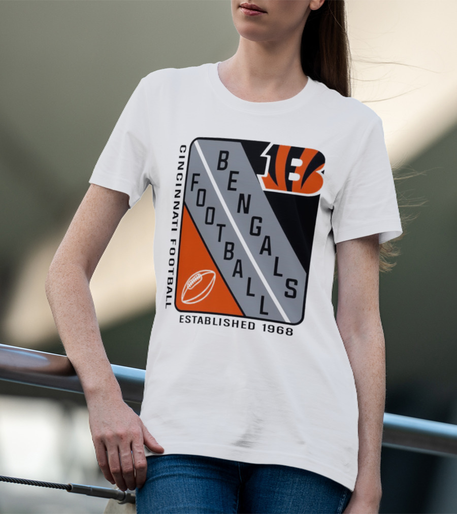 Cincinnati Bengals Football Shield Established 1968 Football Bengals Cincinnati Football T-Shirt