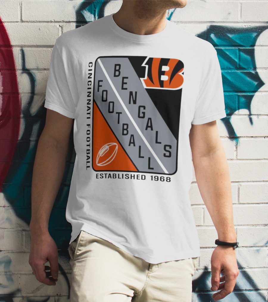 Cincinnati Bengals Football Shield Established 1968 Football Bengals Cincinnati Football T-Shirt