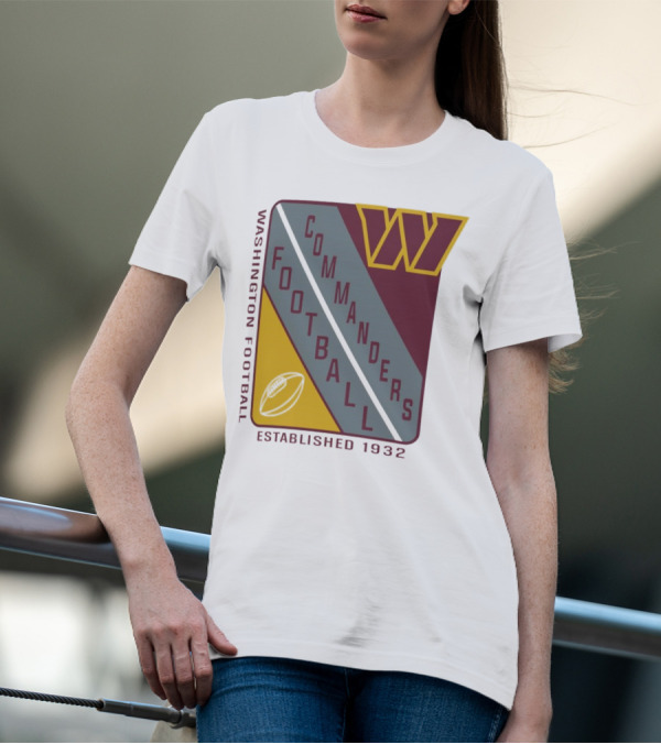 Washington Football Commanders Shield Football Established 1932 T-Shirt