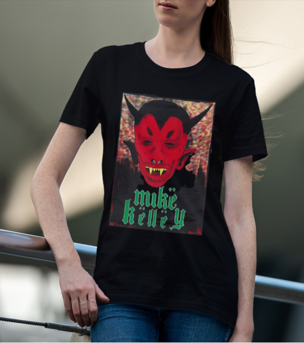 Mike Kelley Satan's Nostrils Devil Face Red With Green Gothic Text T-Shirt
