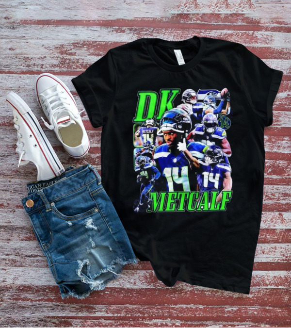 DK Metcalf Seattle Seahawks 14 Retro NFL Player Action Collage T-Shirt
