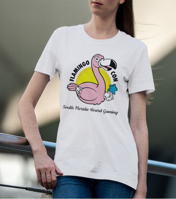 FlamingoCon South Florida Board Gaming Event With Dice And Meeple T-Shirt