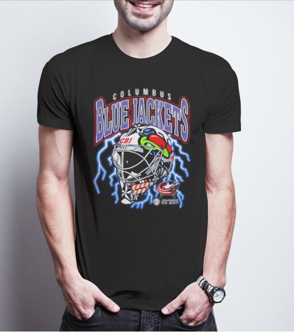 Columbus Blue Jackets CBJ Lightning Goalie Mask T-Shirt