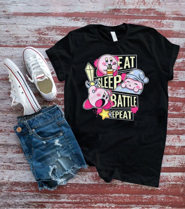 Kirby Eat Sleep Battle Repeat Game Life T-Shirt