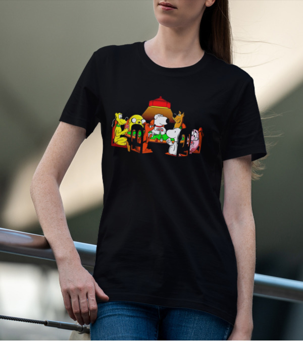 Snoopy And Dog Friends Poker Night Iconic Cartoon Characters T-Shirt