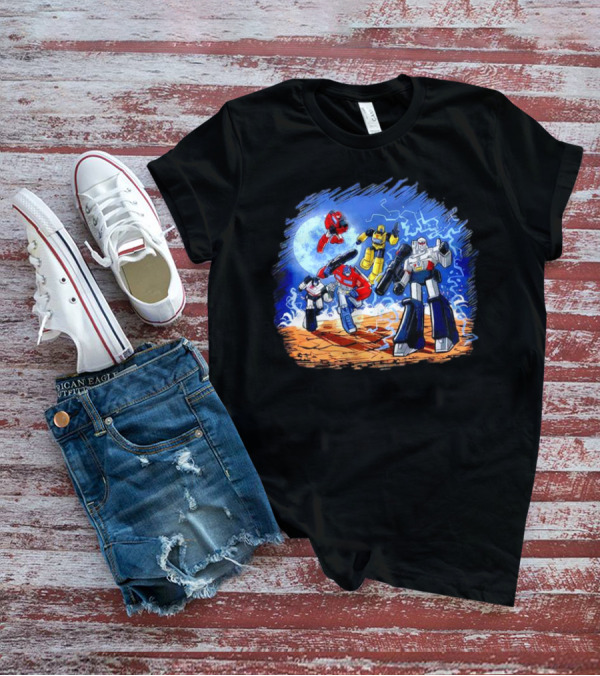 Transformers Bots Cartoon Battle Scene T-Shirt