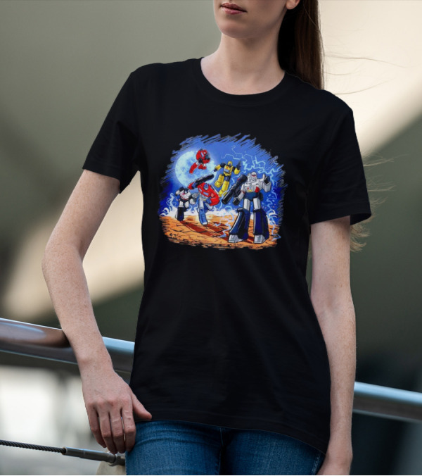 Transformers Bots Cartoon Battle Scene T-Shirt