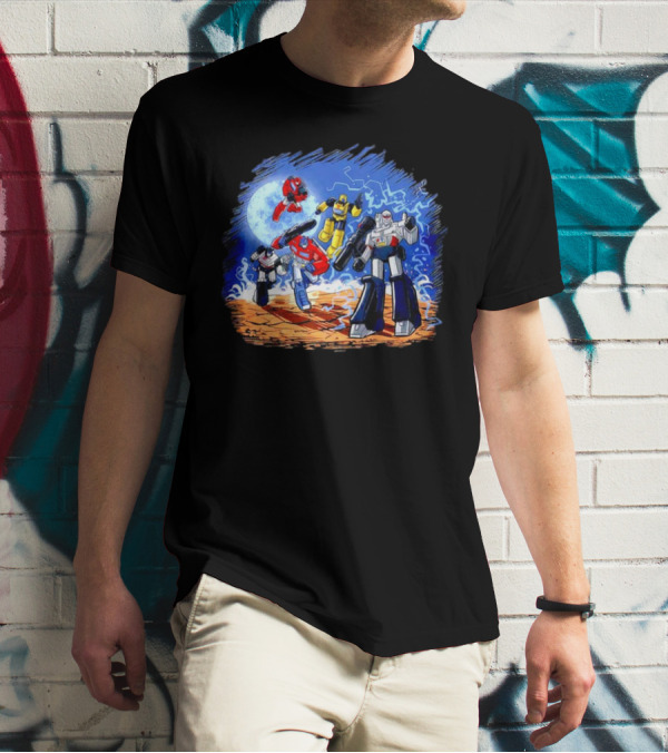 Transformers Bots Cartoon Battle Scene T-Shirt