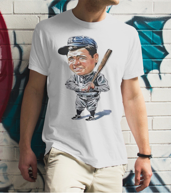 Babe Ruth NY Baseball Retro Caricature T-Shirt