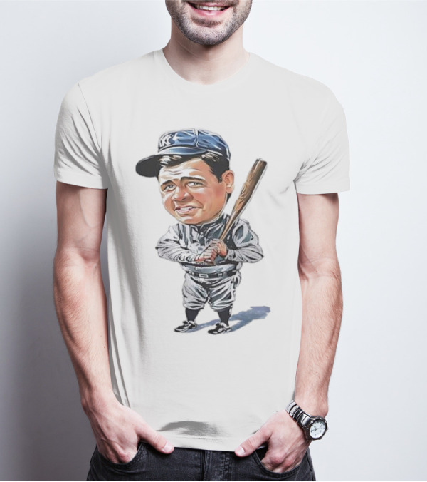 Babe Ruth NY Baseball Retro Caricature T-Shirt